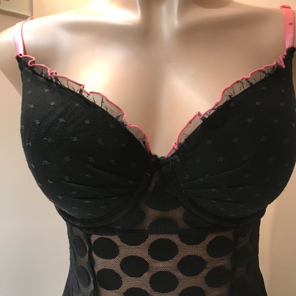 Primark - No Secret - Black / Pink Polka Dot Lingerie - Picture 2 of 10